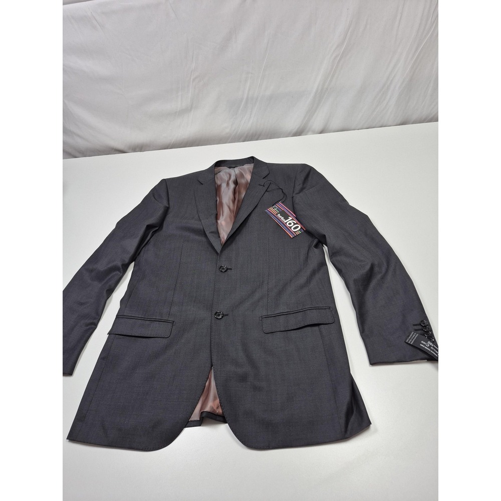 Emilio Ciro Suit Jacket Mens 40 Long Gray Wool Turbo 160 Italy Charcoal NWT